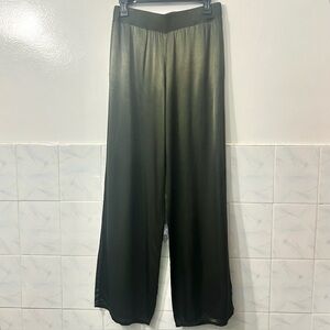 Michael Stars Olive Green Satin Wide Leg Pants S Quiet Luxury Lounge Minimalist